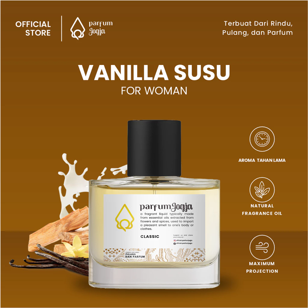 Parfum Jogja Malioboro - VANILLA SUSU .- Classic - EDP - Aroma Floral & Woody - Parfum Jogja